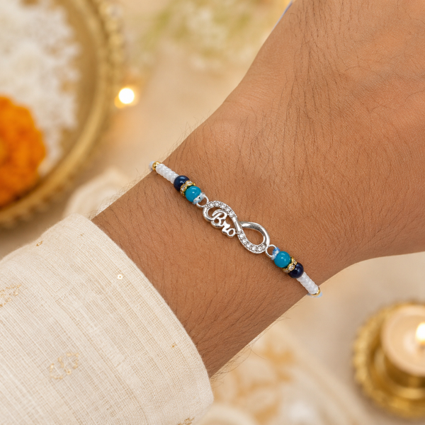 Miss Highness 925 Sterling Silver Bro Infinity Rakhi for Brother with CZ