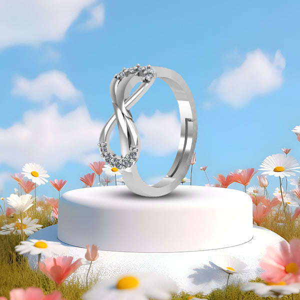 925 Sterling Silver Zircon infinity Ring Freesize