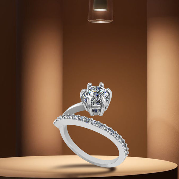 925 Sterling Silver Cubic Zircon Solitaire Ring Freesize
