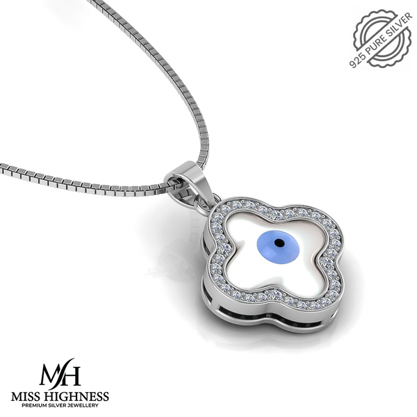 925 Silver Evil Eye Pendant With Silver Chain