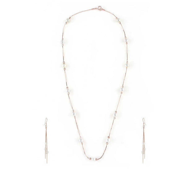 Rose Gold Plated Pearl-Studded Silver Pendant set