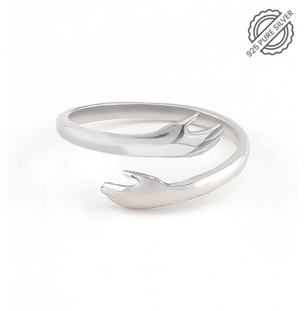 Pure 925 Silver Hug Ring (Free Size)
