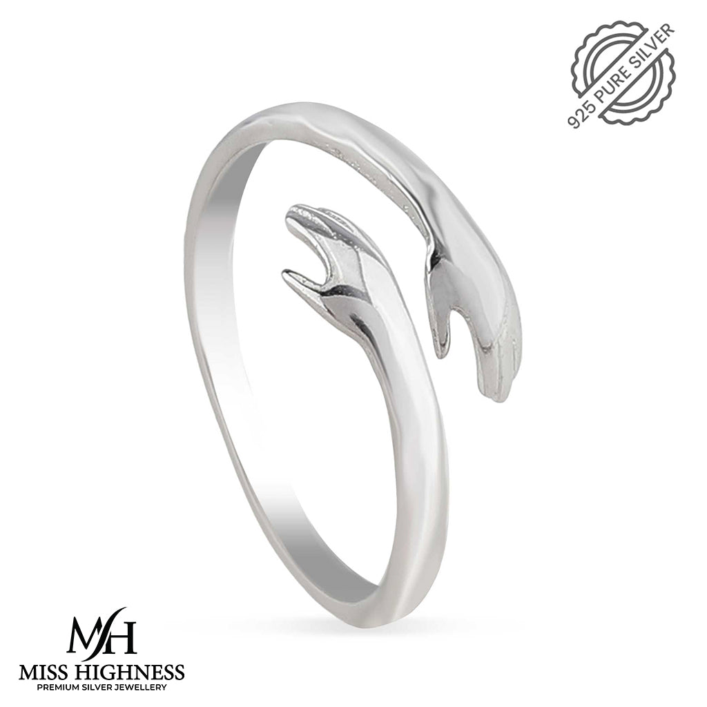 Pure 925 Silver Hug Ring (Free Size) – misshighness