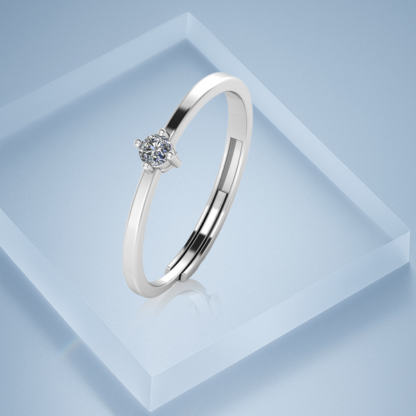 Pure 925 Silver Solitaire Ring [ Adjustable Size]
