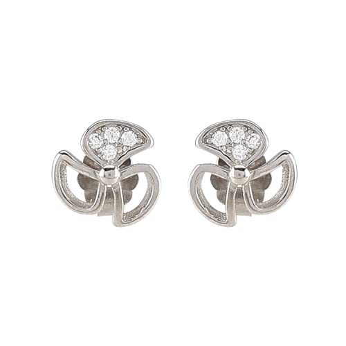 Silver Flower Earring with Diamond
