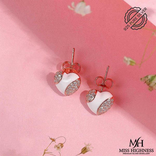 Heart Shape Rose Gold Silver Earring