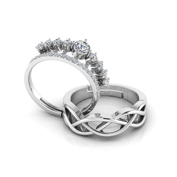 925 Pure Starling Silver Elizabeth's Crown and Celtic Knot Special Couple's Ring