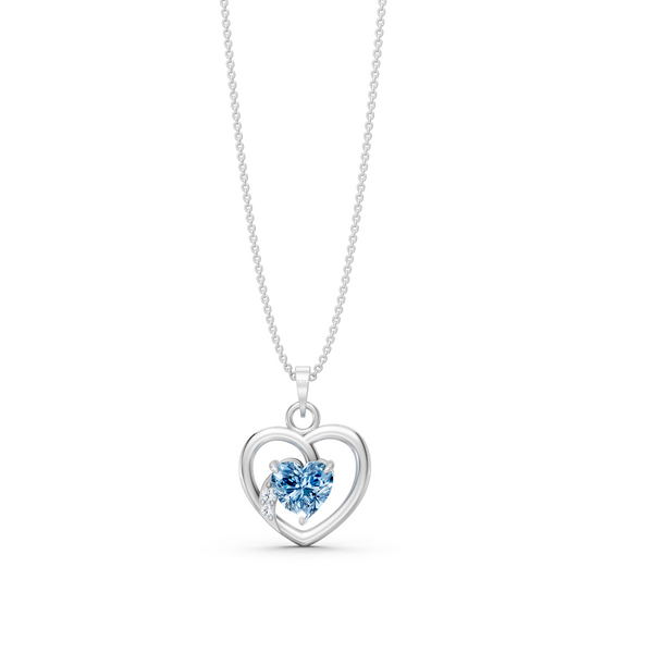 Miss Highness 925 Silver Blue Heart Pendant with Zircon Accents For Women