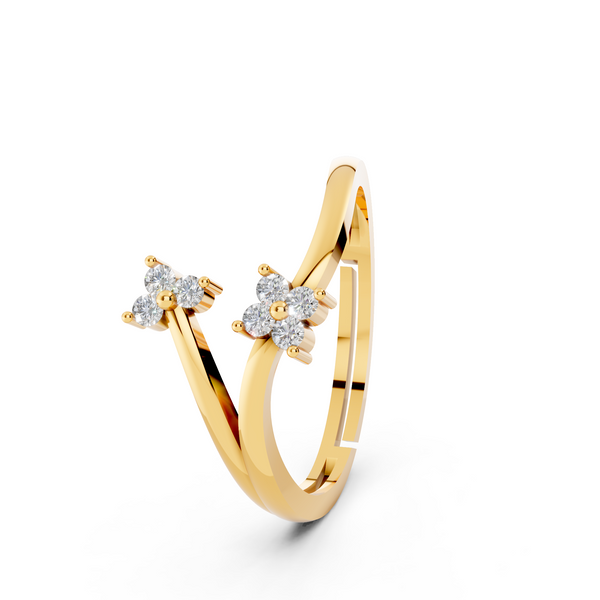 Miss Highness 925 Sterling Silver Gold-Plated Floral Open Ring for Women & Girls | Daily & Special Wear with BIS Hallmark | Valentine’s Day, Birthday & Anniversary Gift Jewellery