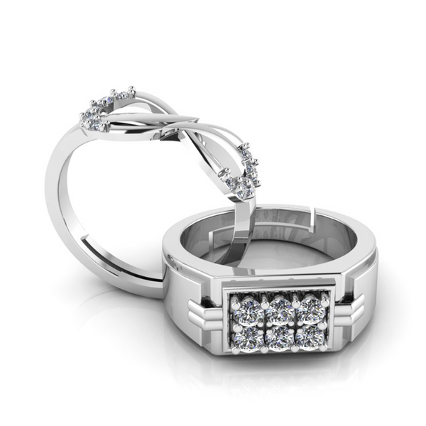 Pure 925 Silver Hip Hop Infinity Special Couple's Ring
