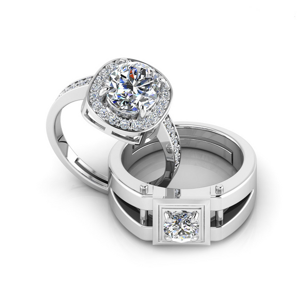 925 Pure Sterling Silver  Solitaire Queens and Stardom Mens Couple's Ring
