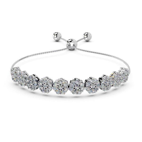 Miss Highness 925 Silver Adjustable Bracelet | Floral Cluster AAA+ Zircon Bracelet for Women & Girls