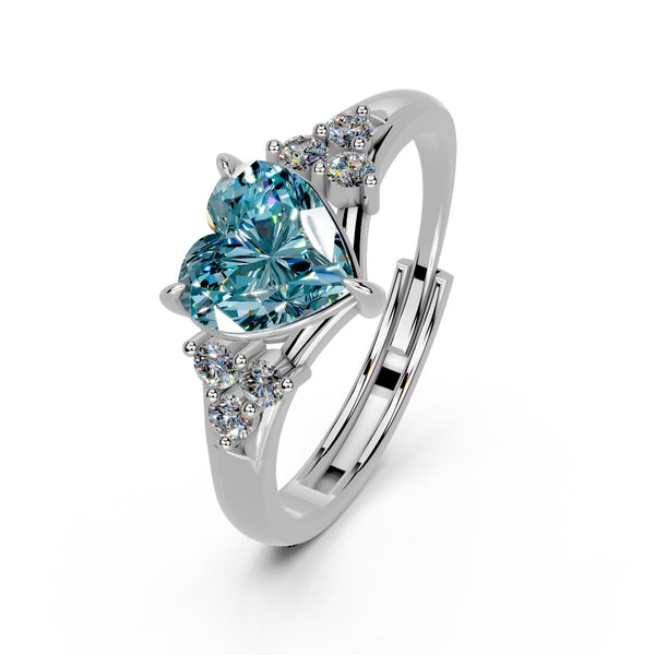 Miss Highness Pure 925 Silver Heart Shape Blue Zirconia Silver Ring for Women