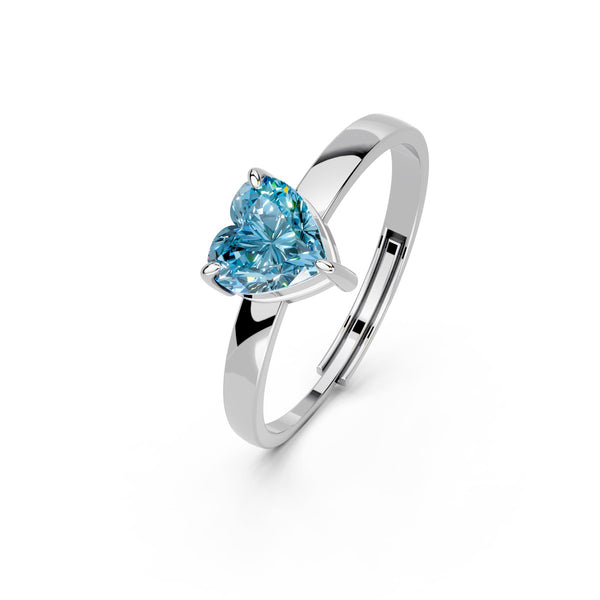 Miss Highness 925 Sterling Silver Adjustable Heart CZ Ring for Women & Girls