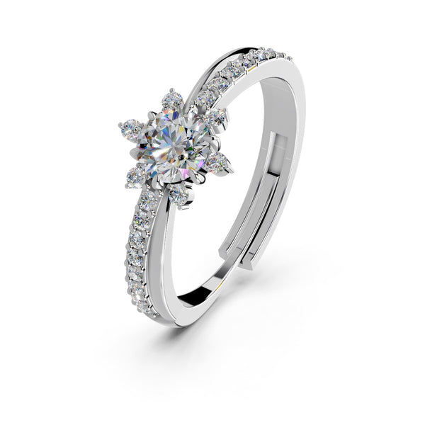 Miss Highness 925 Silver Adjustable Solitaire Ring for Women
