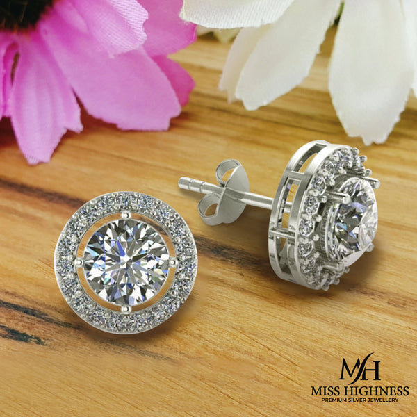 925 Sterling Silver Original Zircon Stud Solitaire Earrings for Women and Girls