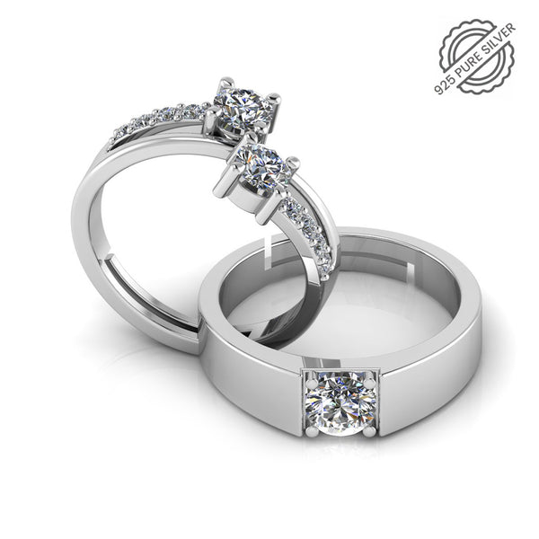 925 Sterling Silver Cubic Zircon Couples Ring