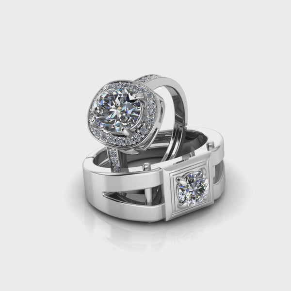 925 Pure Sterling Silver  Solitaire Queens and Stardom Mens Couple's Ring