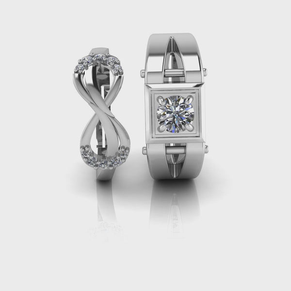 925 Pure Sterling Silver Zircon Infinity and Stardom Mens Couple's Ring