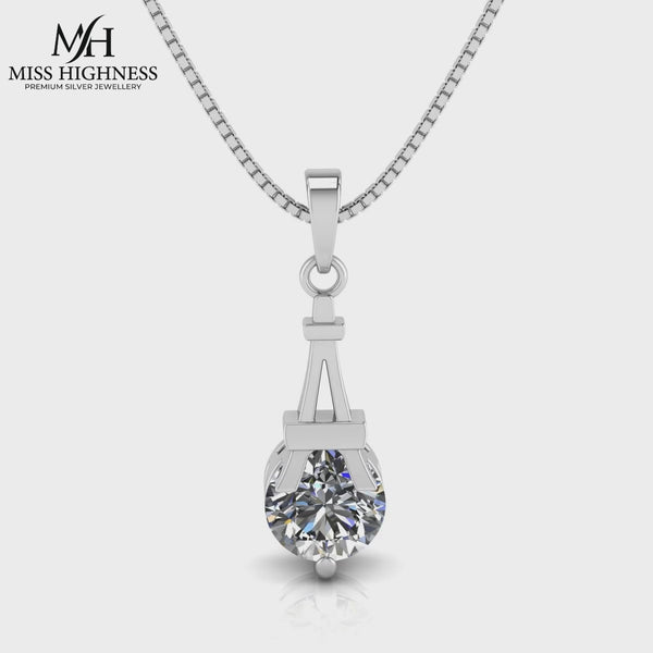 Pure 925 Silver Eiffel Tower Luxury  Pendant with chain