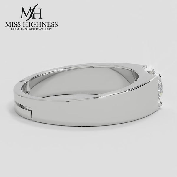 925 Sterling Silver solitaire diamond Ring for Men