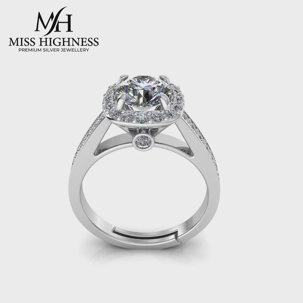 925 Pure Starling One Single Promise Silver Ring for Ladies