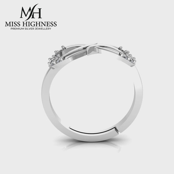 925 Sterling Silver Zircon infinity Ring Freesize