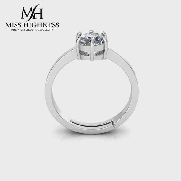 925 Sterling Silver Solitaire Ring for Women and Girls