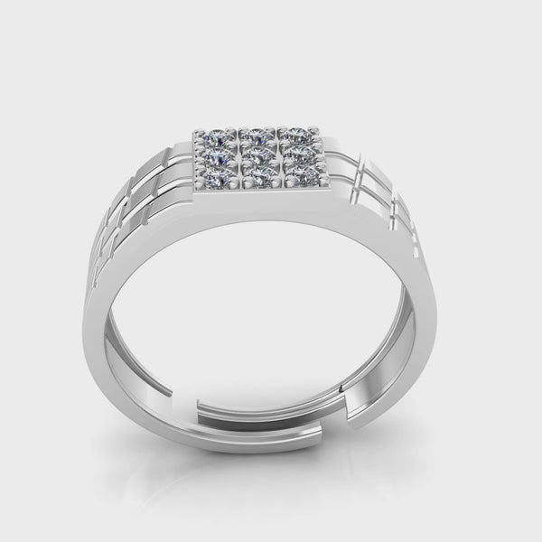 Pure 925 Silver Special Cluster Men's Ring