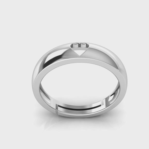 925 Pure Silver Crystal heart Free Size Ring for Women