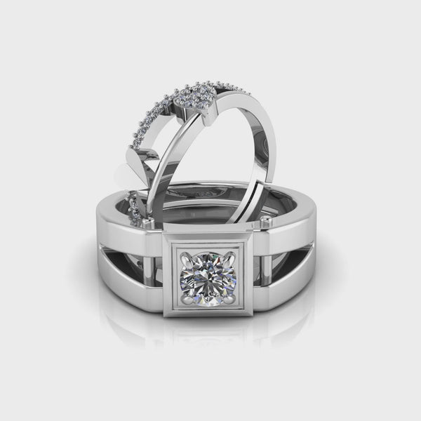 925 Pure Silver Zircon Stardom Special Couple's Ring