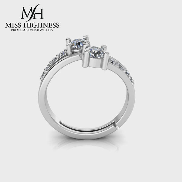 925 Sterling Silver Cubic Zircon Freesize Ring