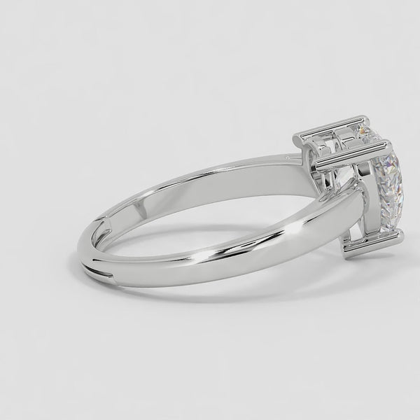 925 Sterling Silver Heart Shape Single Diamond Silver Ring
