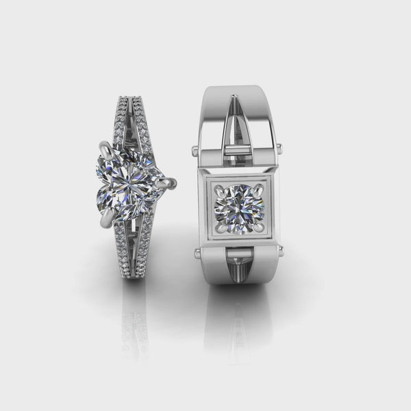 925 Pure Sterling Silver Heart Shape Royal and Stardom Mens Couple's Ring