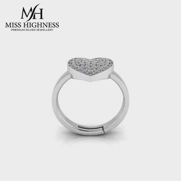 925 Pure Starling Silver Trendor Heart Decor Special Ring for Ladies
