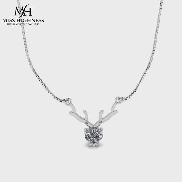Pure 925 Silver Deer Heart Pendant pendent with chain