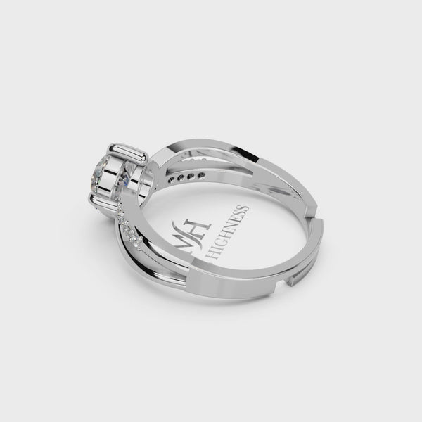 Miss Highness 925 Silver 24K Gold Plated Solitaire Ring with CZ for Women