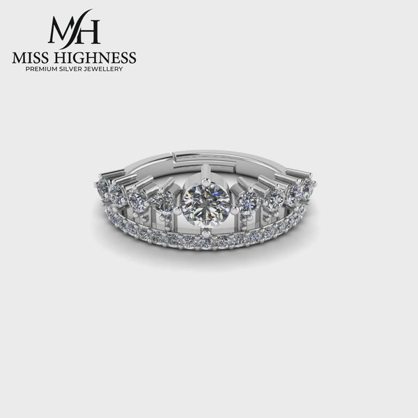 925 Pure Starling Silver Elizabeth's Crown Special Ring for Ladies