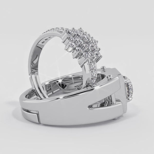 925 Pure Sterling Silver Pretty Posy Cocktail and Stardom Special Couple's Ring