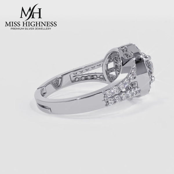 925 Pure Starling Silver Bride Boom Facet Ring for Ladies